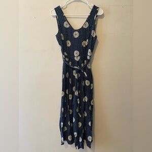 ModCloth Navy Floral Sleeveless Jumpsuit